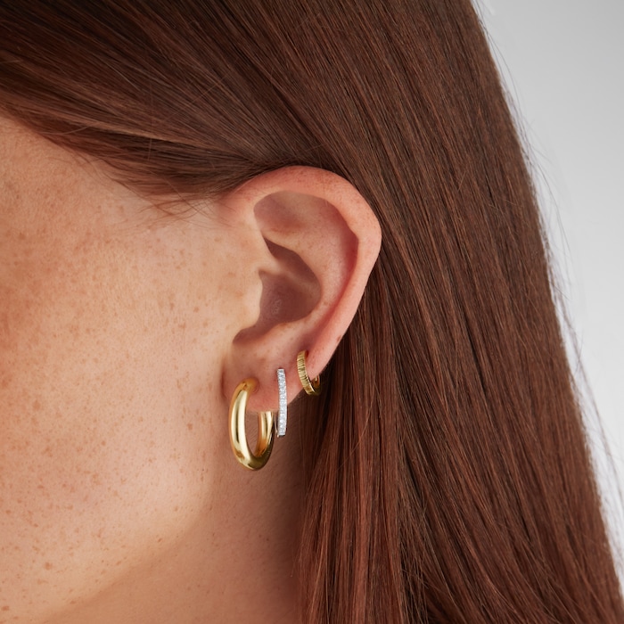 Goldsmiths 9ct Yellow Gold Chunky Tube Hoop Earrings