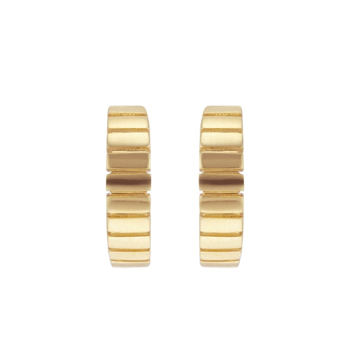 Goldsmiths 9ct Yellow Gold Ridge Huggie Hoop Earrings