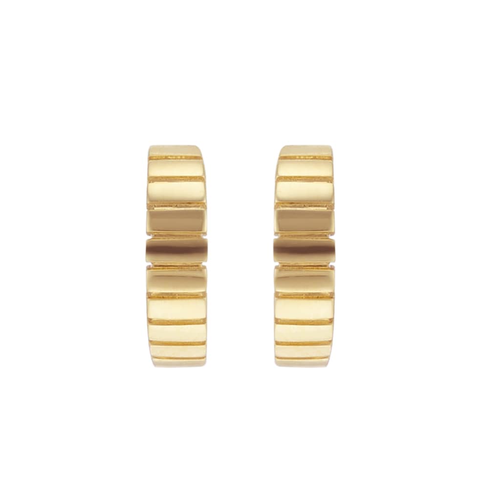 Goldsmiths 9ct Yellow Gold Ridge Huggie Hoop Earrings