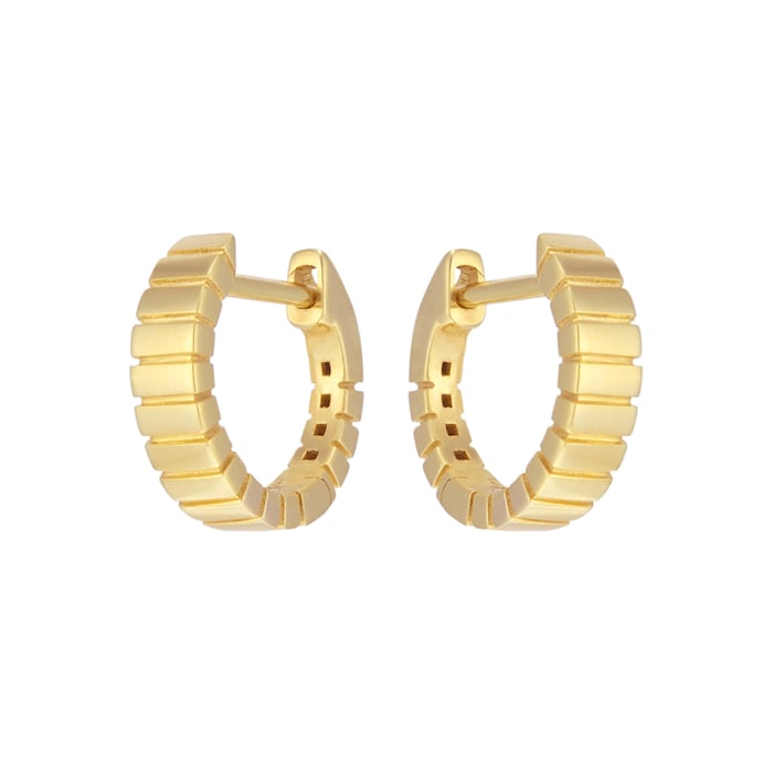 Goldsmiths 9ct Yellow Gold Ridge Huggie Hoop Earrings