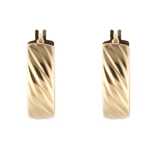 Goldsmiths 9ct Yellow Gold 15mm Textured Hoop Earrings