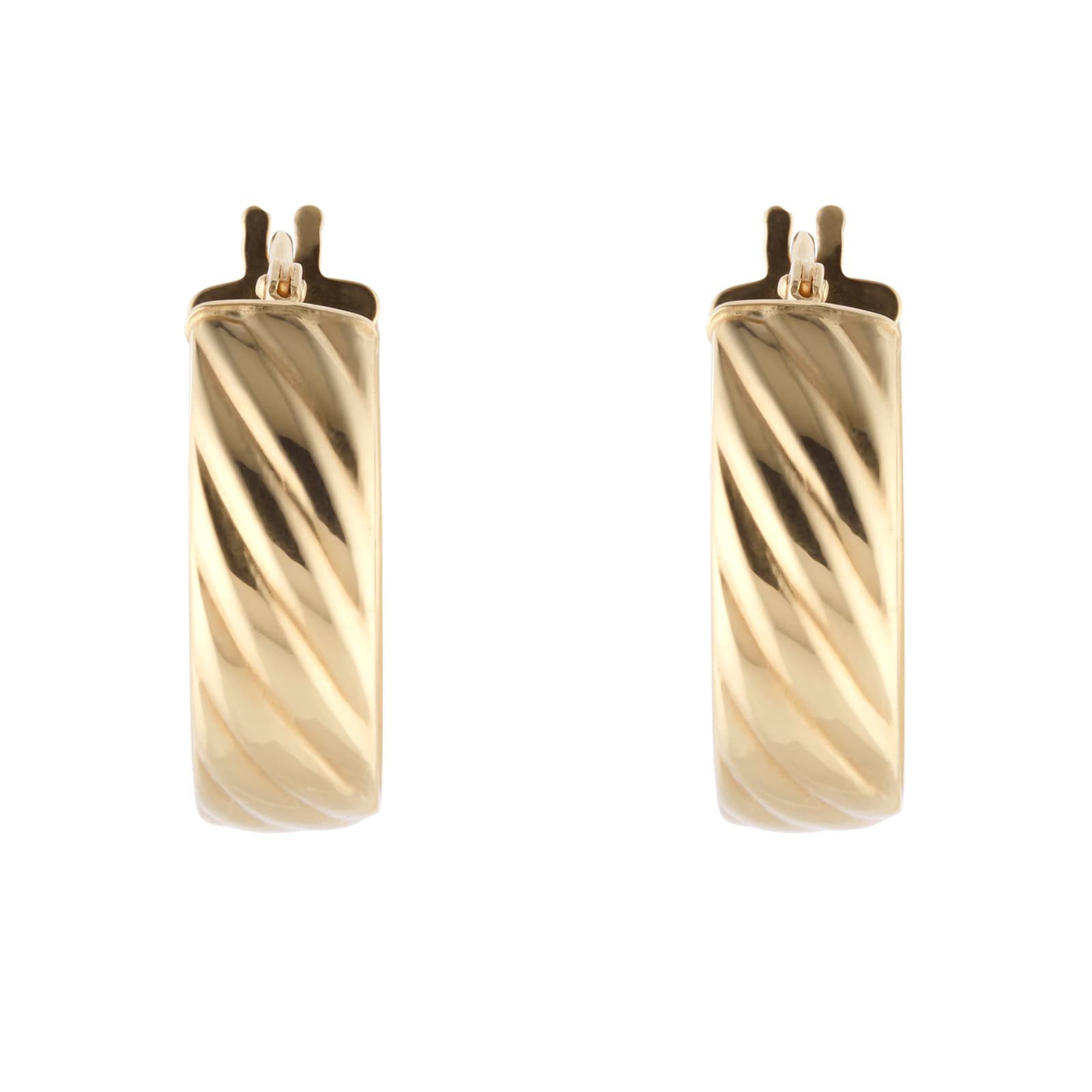 Goldsmiths 9ct Yellow Gold 15mm Textured Hoop Earrings