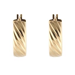 15030734 - 9ct Yellow Gold 15mm Textured Hoop Earrings