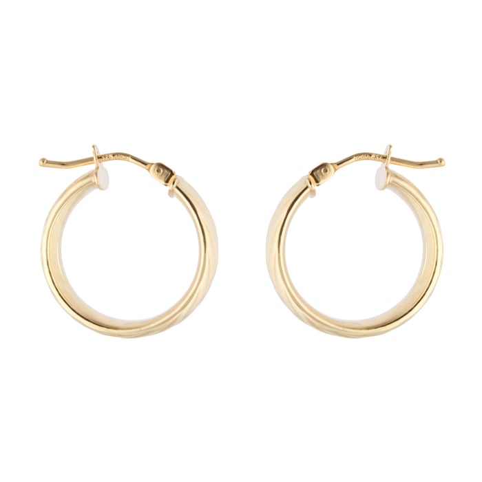 Goldsmiths 9ct Yellow Gold 15mm Textured Hoop Earrings