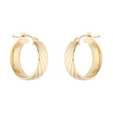 Goldsmiths 9ct Yellow Gold 15mm Textured Hoop Earrings