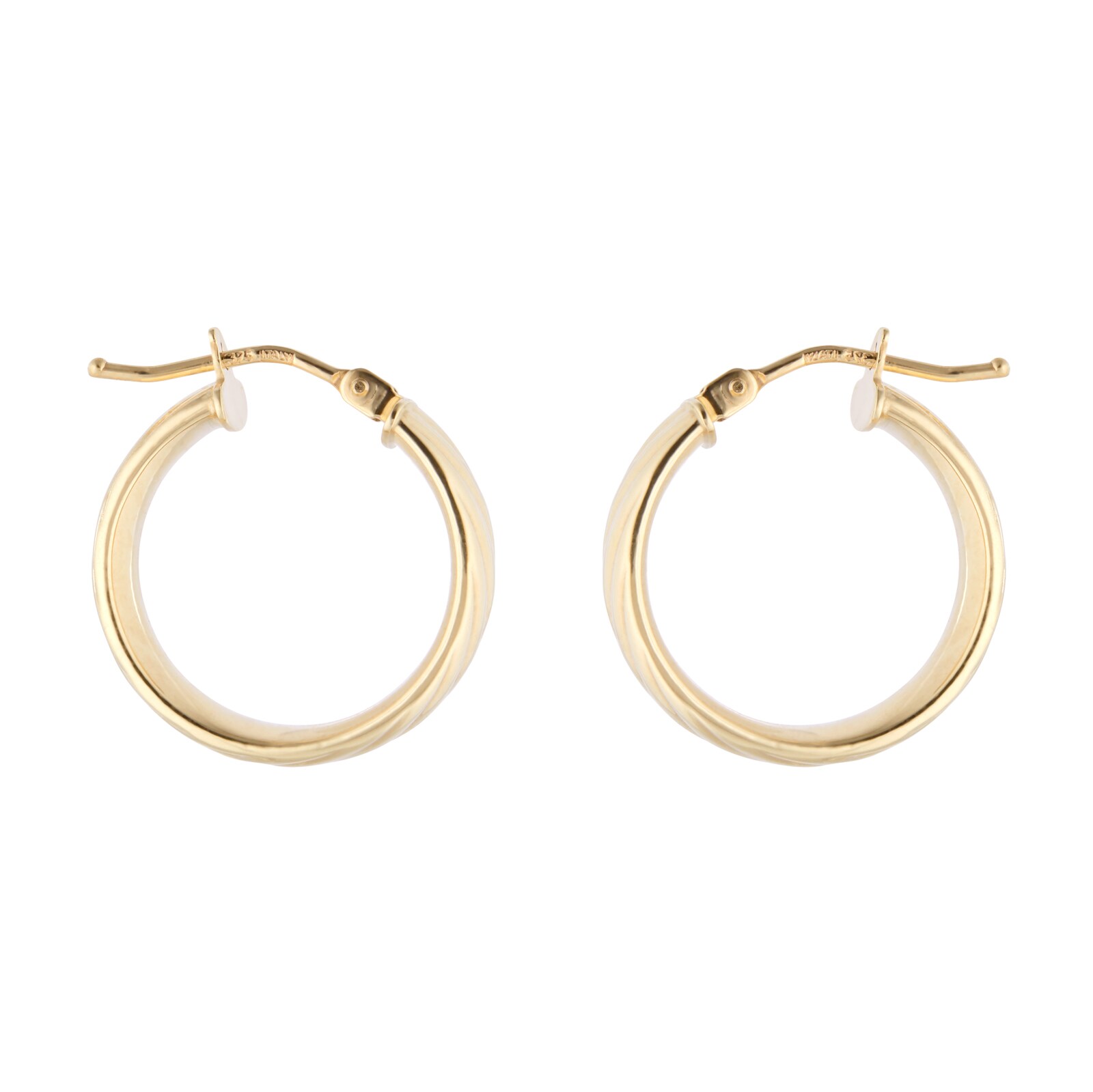 Goldsmiths 9ct Yellow Gold 15mm Textured Hoop Earrings