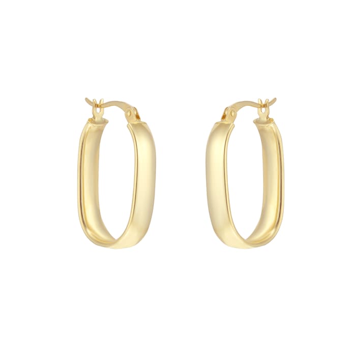 Goldsmiths 18ct Yellow Gold Oval Chunky Hoop Earrings