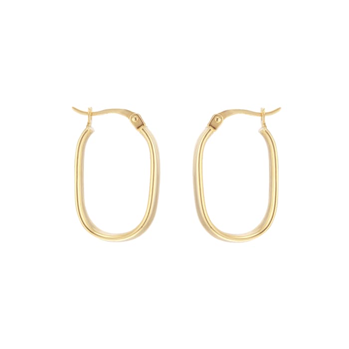 Goldsmiths 18ct Yellow Gold Oval Chunky Hoop Earrings