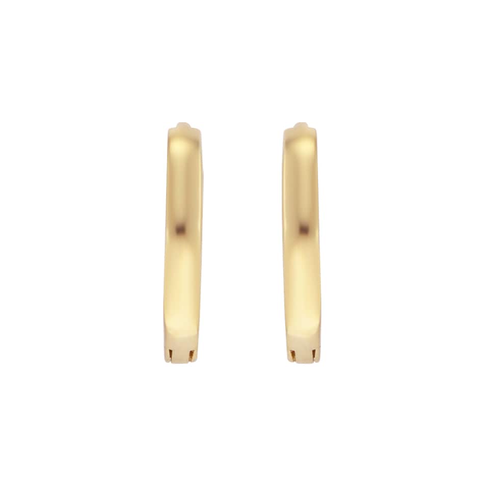 Goldsmiths 9ct Yellow Gold Hexagon Huggie Hoop Earrings