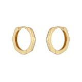 Goldsmiths 9ct Yellow Gold Hexagon Huggie Hoop Earrings