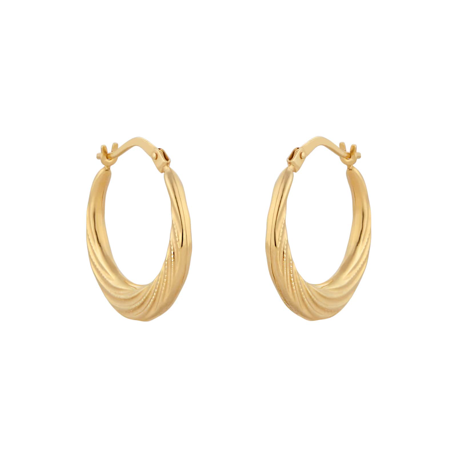 Goldsmiths 9ct Yellow Gold Textured Creole Hoop Earrings Goldsmiths 9ct Yellow Gold Textured Creole Hoop Earrings