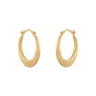 Goldsmiths 9ct Yellow Gold Textured Creole Hoop Earrings
