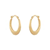 Goldsmiths 9ct Yellow Gold Textured Creole Hoop Earrings