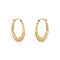 15030744 - 9ct Yellow Gold Textured Creole Hoop Earrings