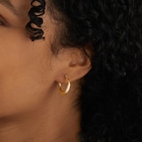 Goldsmiths 9ct Yellow Gold Textured Creole Hoop Earrings