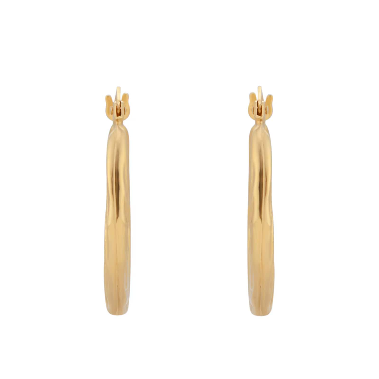 Goldsmiths 9ct Yellow Gold Textured Creole Hoop Earrings Goldsmiths 9ct Yellow Gold Textured Creole Hoop Earrings