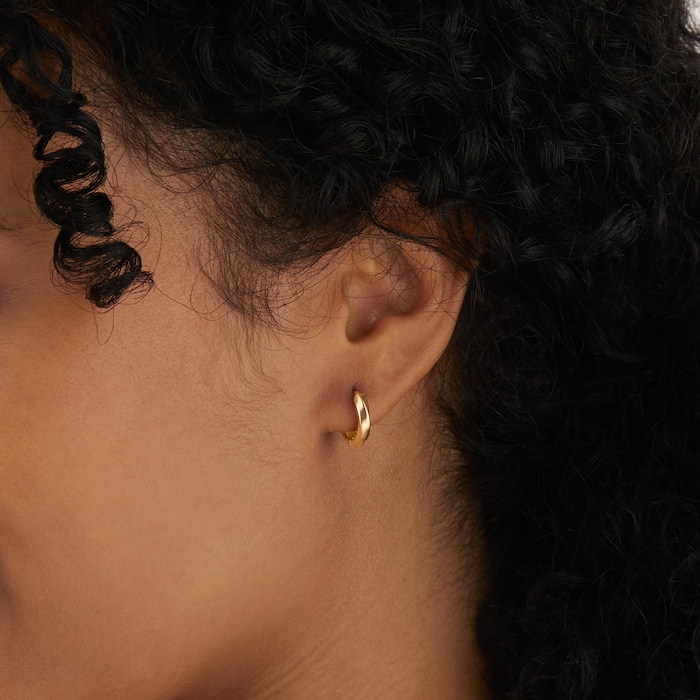 Goldsmiths 9ct Yellow Gold Twist Huggie Earrings