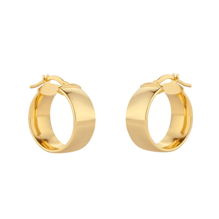 Goldsmiths 9ct Yellow Gold Wide Hinged Hoop Earrings