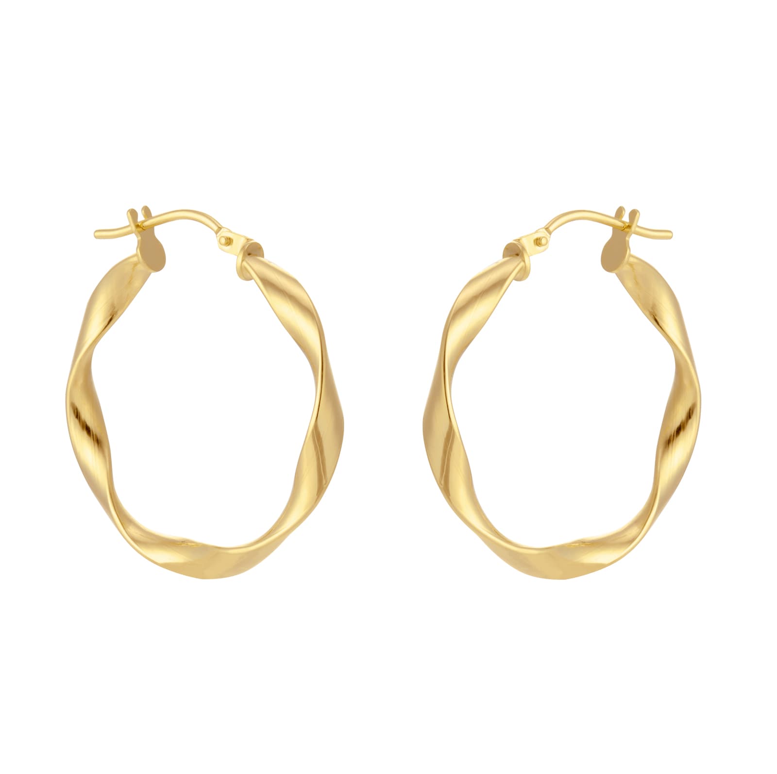 18ct Yellow Gold 25mm Twisted Creole Hoop Earrings