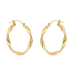 15030751 - 18ct Yellow Gold 25mm Twisted Creole Hoop Earrings
