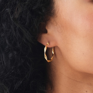 Mappin & Webb 18ct Yellow Gold 25mm Twisted Creole Hoop Earrings