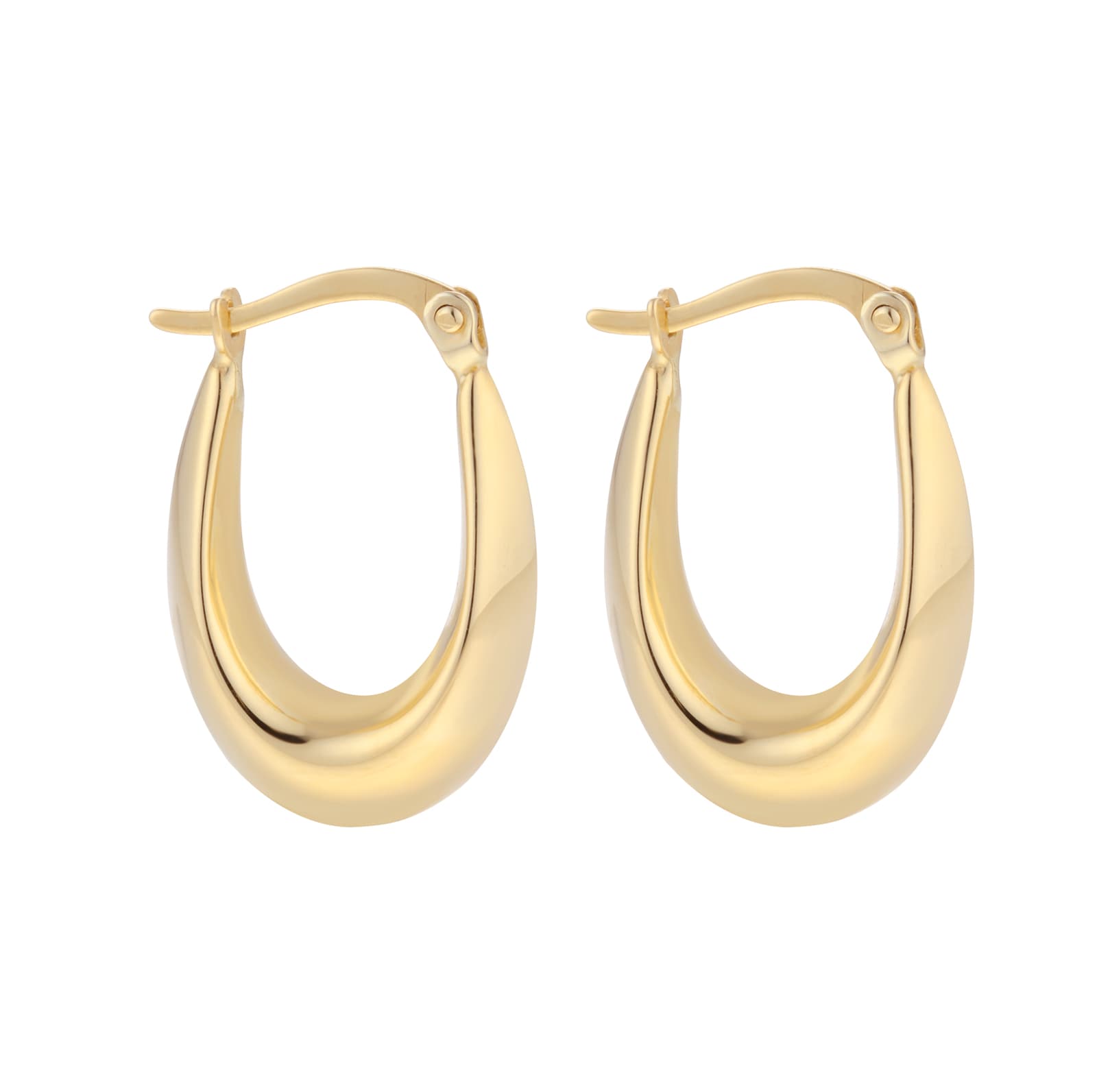 Goldsmiths 9ct Yellow Gold Tapered Knife Edge Oval Creole Hoop Earrings