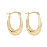Goldsmiths 9ct Yellow Gold Tapered Knife Edge Oval Creole Hoop Earrings