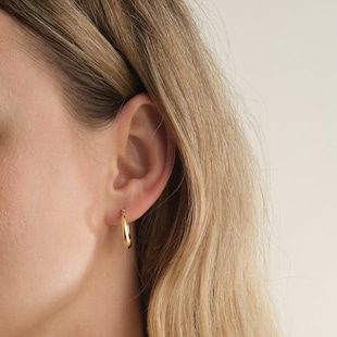 Goldsmiths 9ct Yellow Gold Tapered Creole Hoop Earrings