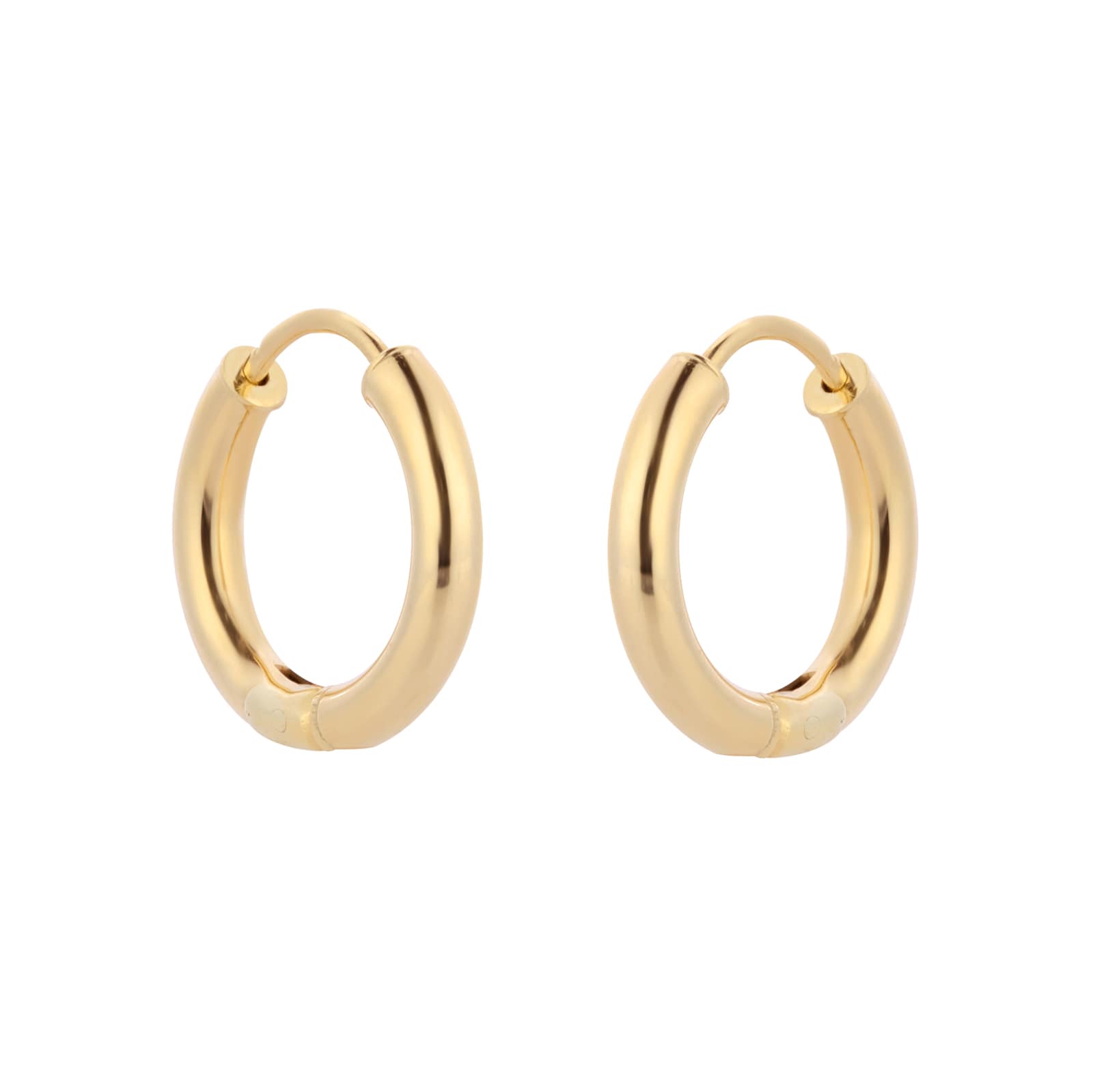Goldsmiths 9ct Yellow Gold Round 15mm Tube Huggie Hoop Earrings Goldsmiths 9ct Yellow Gold Round 15mm Tube Huggie Hoop Earrings