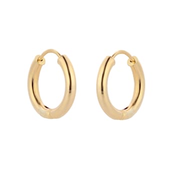 9ct Yellow Gold Round 15mm Tube Huggie Hoop Earrings