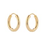 Goldsmiths 9ct Yellow Gold Round 15mm Tube Huggie Hoop Earrings