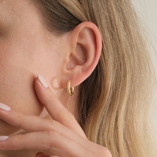 Goldsmiths 9ct Yellow Gold Round 15mm Tube Huggie Hoop Earrings
