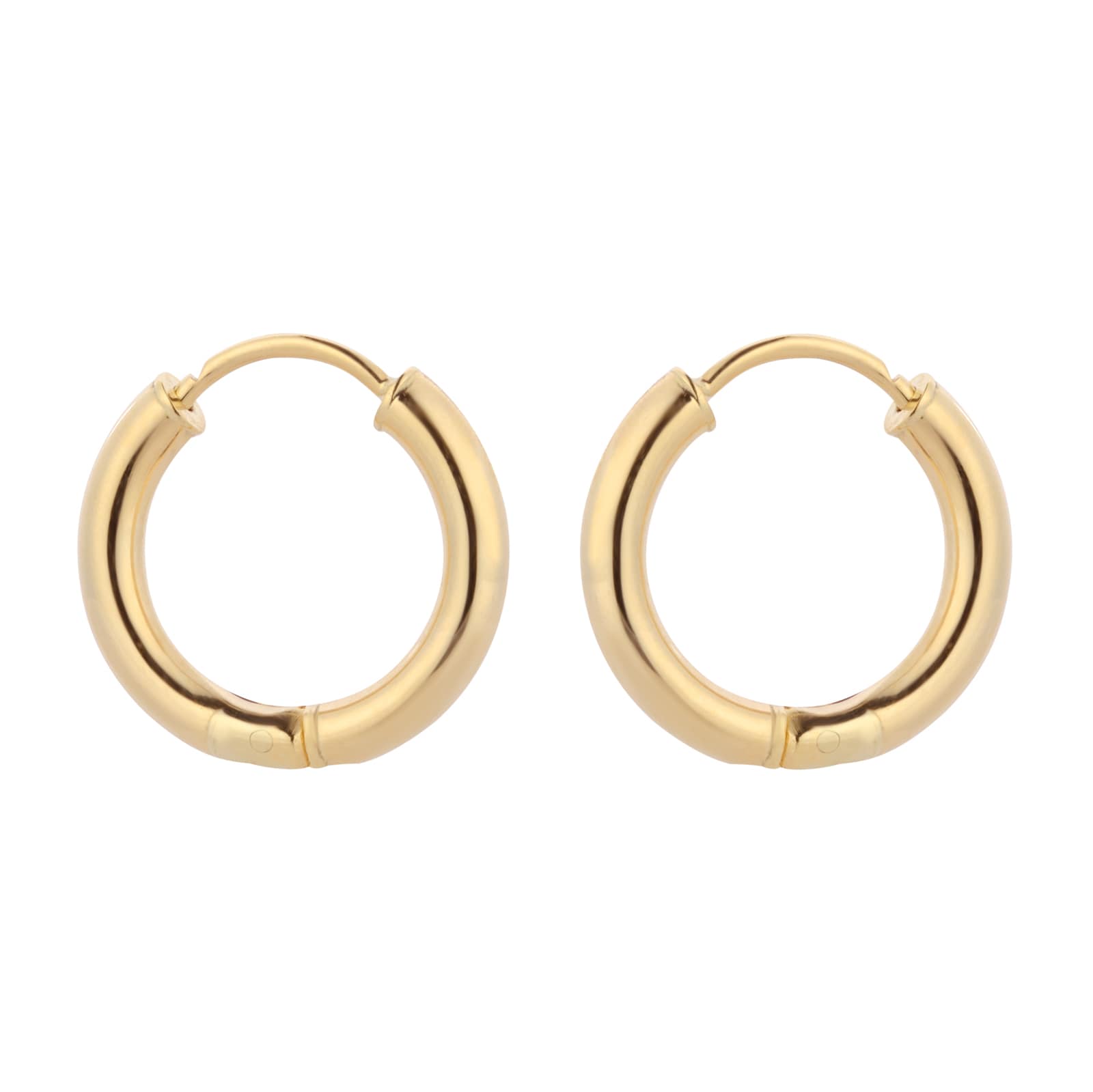 Goldsmiths 9ct Yellow Gold Round 15mm Tube Huggie Hoop Earrings Goldsmiths 9ct Yellow Gold Round 15mm Tube Huggie Hoop Earrings