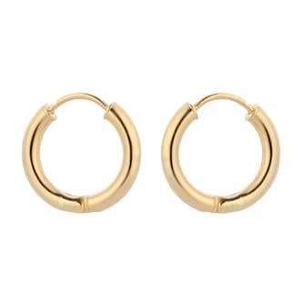 Goldsmiths 9ct Yellow Gold Round 15mm Tube Huggie Hoop Earrings