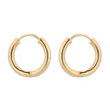Goldsmiths 9ct Yellow Gold Round 15mm Tube Huggie Hoop Earrings