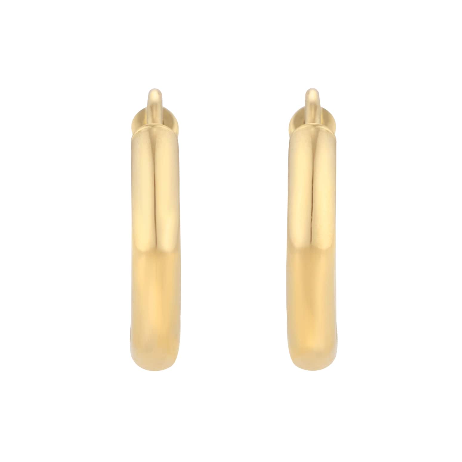 Goldsmiths 9ct Yellow Gold Round 15mm Tube Huggie Hoop Earrings Goldsmiths 9ct Yellow Gold Round 15mm Tube Huggie Hoop Earrings