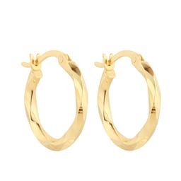 15030756 - 18ct Yellow Gold Fluid Diamond Cut Hoop Earrings
