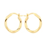 Mappin & Webb 18ct Yellow Gold Fluid Diamond Cut Hoop Earrings