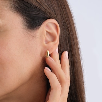 Goldsmiths 9ct Yellow Gold Round Huggie Hoop Earrings