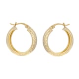Goldsmiths 9ct Yellow Gold Diamond Cut Creole Hoop Earrings