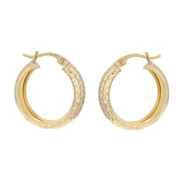 15030760 - 9ct Yellow Gold Diamond Cut Creole Hoop Earrings