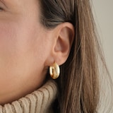 Goldsmiths 9ct Yellow Gold Diamond Cut Creole Hoop Earrings