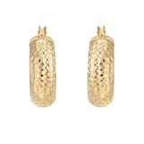 Goldsmiths 9ct Yellow Gold Diamond Cut Creole Hoop Earrings