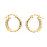 Goldsmiths 9ct Yellow Gold Diagonal Cut Edge Hoop Earrings