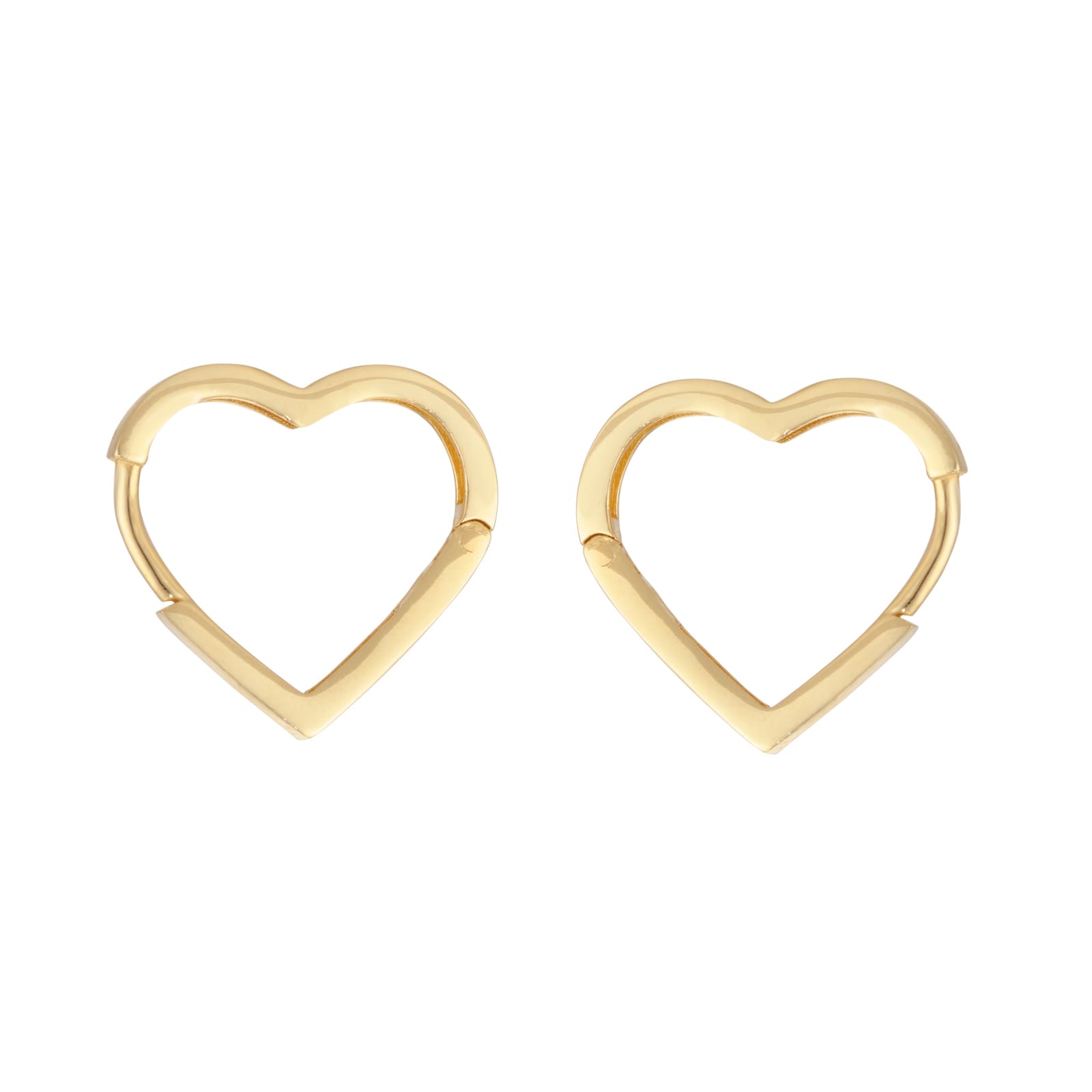 Goldsmiths 9ct Yellow Gold Square Edge Heart Hoop Earrings