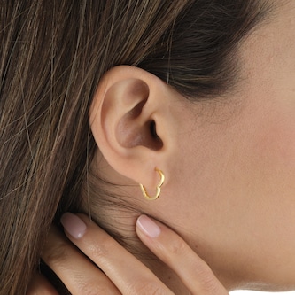 Goldsmiths 9ct Yellow Gold Square Edge Heart Hoop Earrings