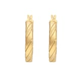 Goldsmiths 9ct Yellow Gold Textured Hoop Earrings