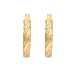 15030763 - 9ct Yellow Gold Textured Hoop Earrings