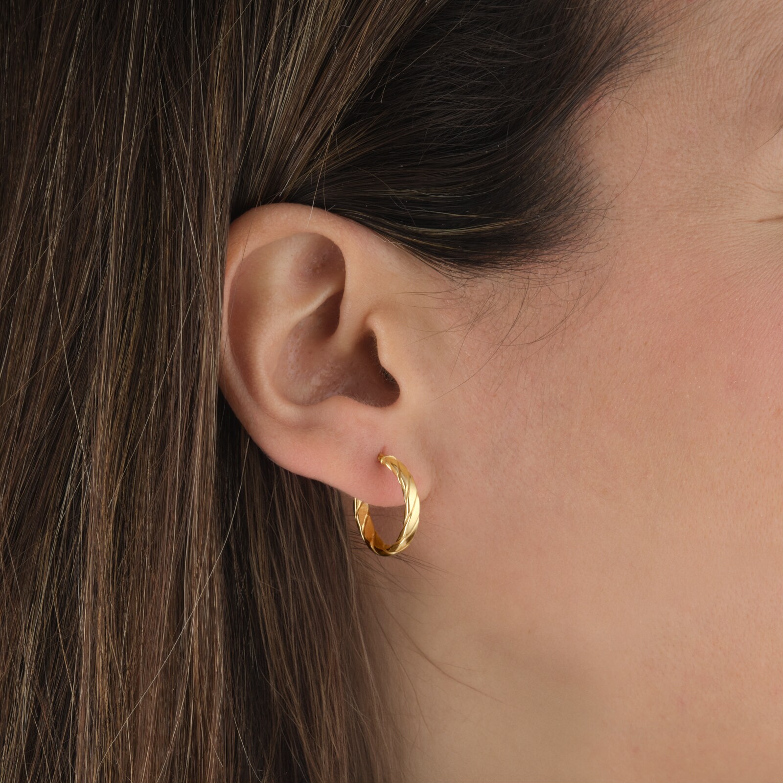 Goldsmiths 9ct Yellow Gold Textured Hoop Earrings