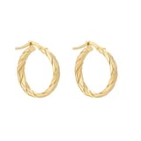 Goldsmiths 9ct Yellow Gold Textured Hoop Earrings